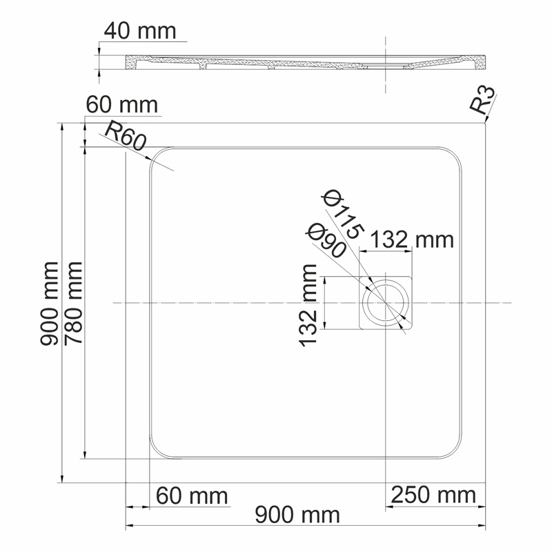 Душевой поддон (90х90) WasserKRAFT Neime 19T03