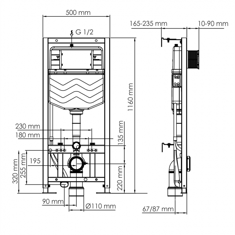Инсталляция для унитаза WasserKRAFT Aller 10TLT.010.ME.WH01