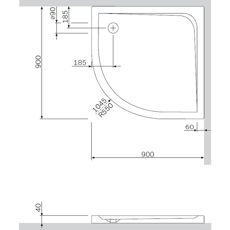 Акриловый поддон для душа AM.PM Spirit W7AT-GSR0-090W