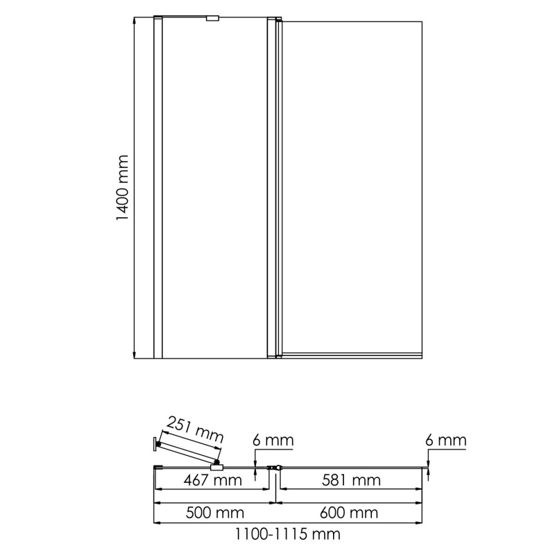 Стеклянная шторка на ванну WasserKraft Salm (110х140) 27P02-110