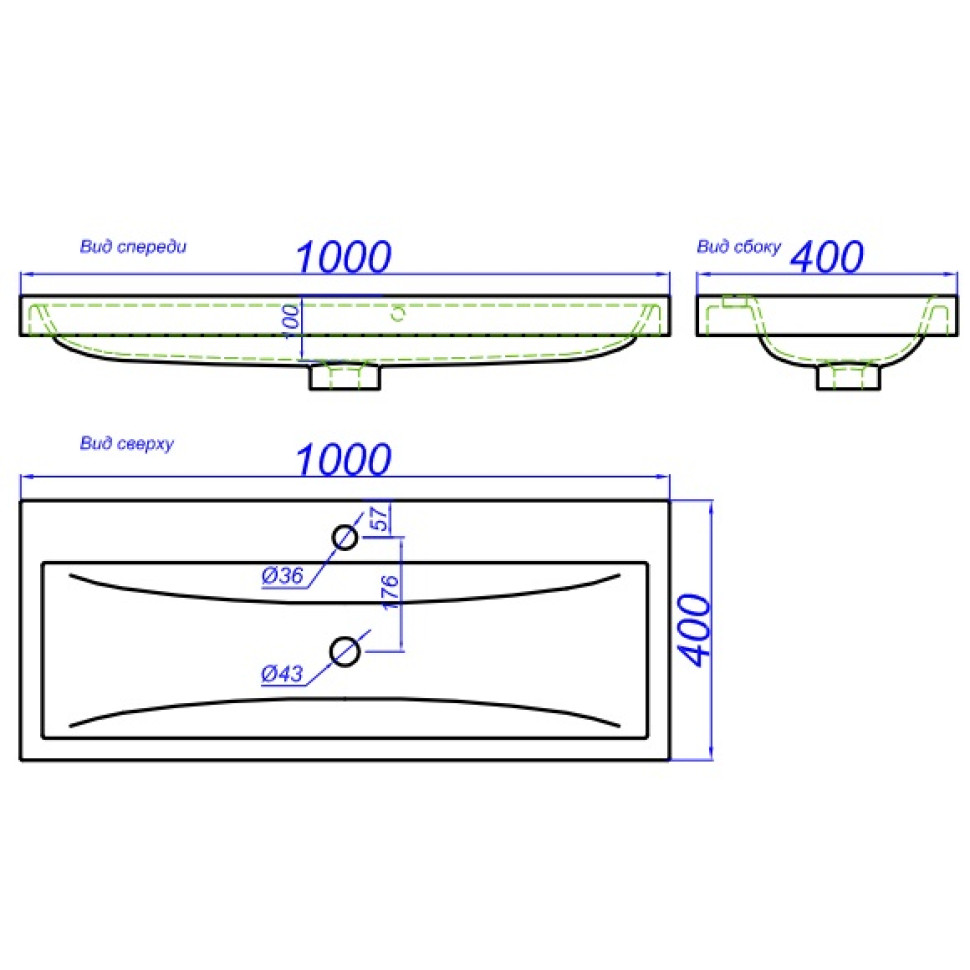 Раковины (100х40) Aqwella Infinity 1000 Inf.10.04.D