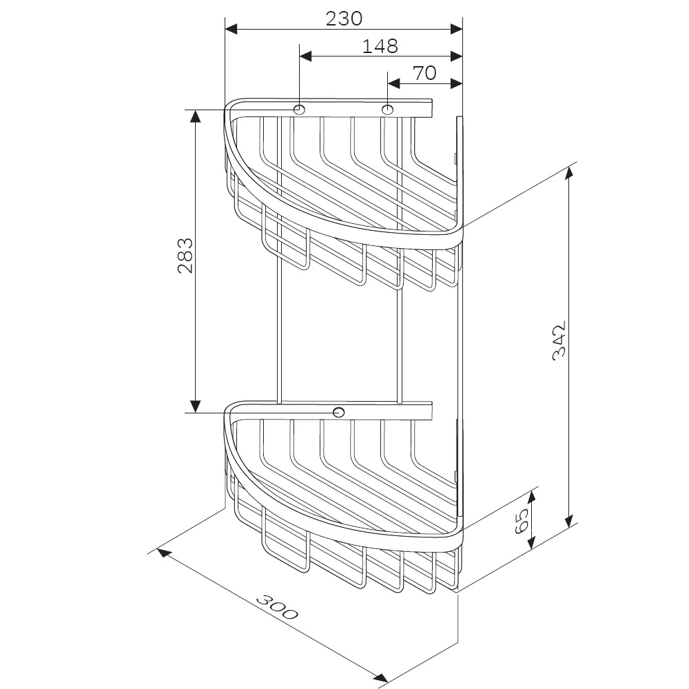 Корзина для душа угловая двухъярусная Am.Pm Sense L A7452200