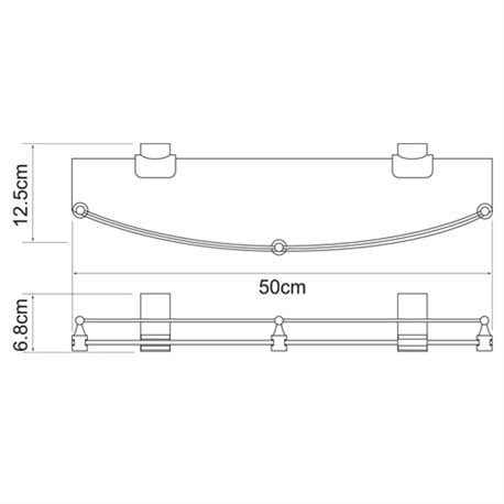 Полка стеклянная с бортиком WasserKRAFT Leine K-5044