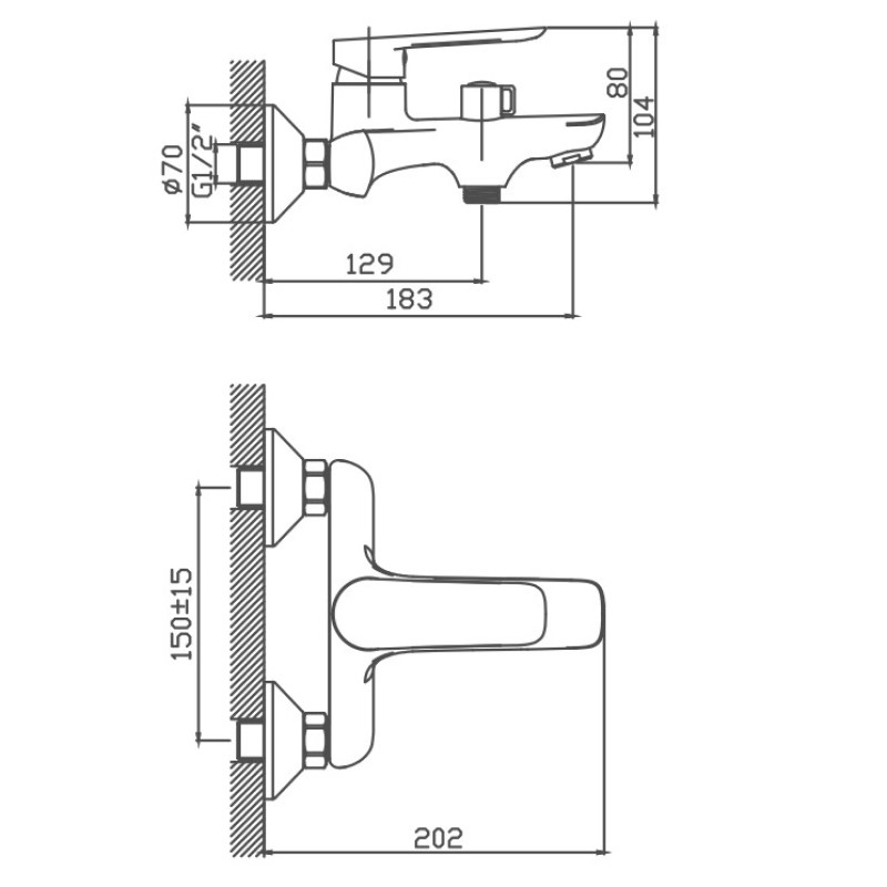 Смеситель для ванны Cron CN60521