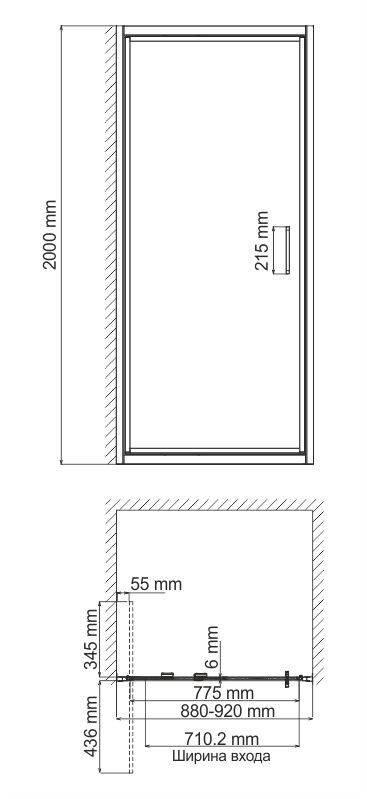 Душевая дверь (90х200) WasserKRAFT Salm 27I04
