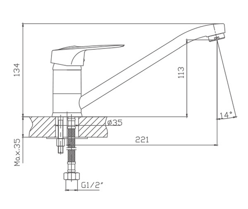 Смеситель для кухни Cron CN4204