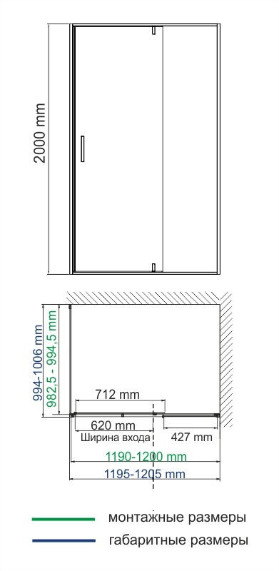 Душевой уголок (120х100) WasserKRAFT Elbe 74P10