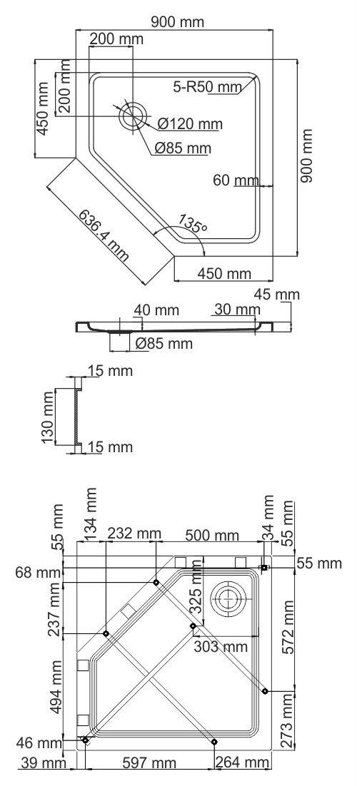 Душевой поддон (90х90) WasserKRAFT Isen 26T11
