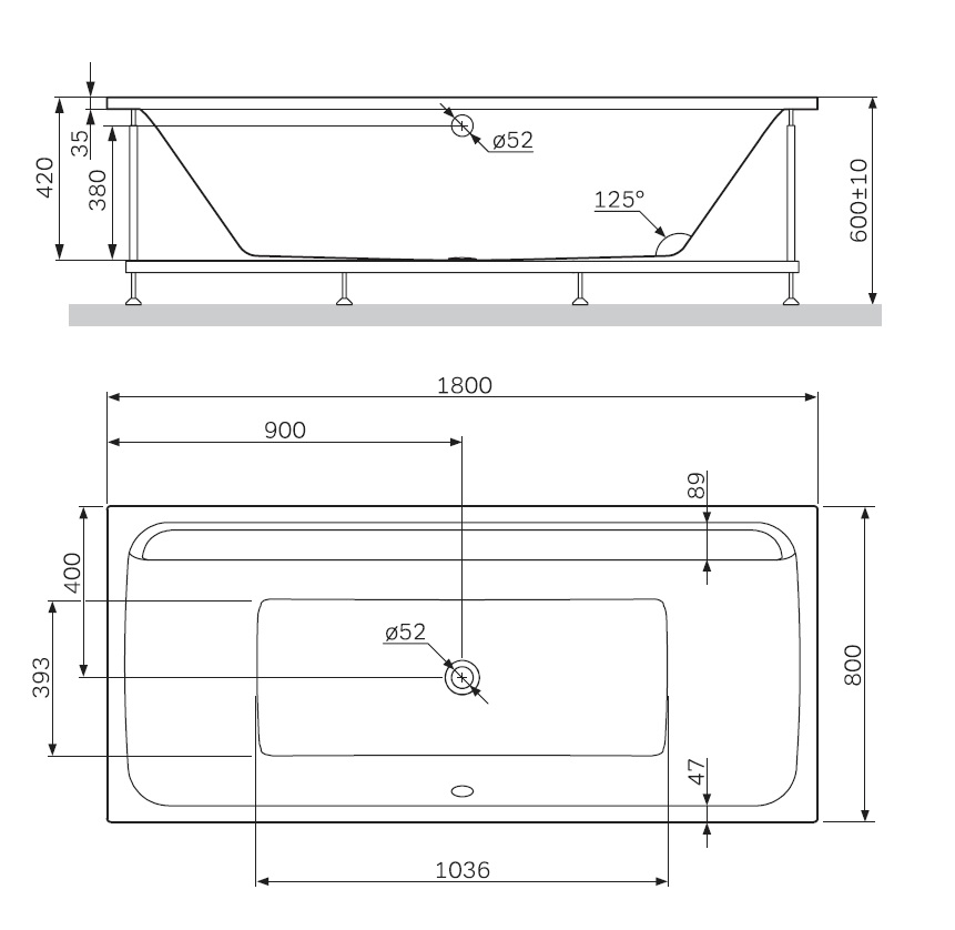 Каркас металлический 180х80 Am.Pm Inspire 2.0 W52A-180-080W-R