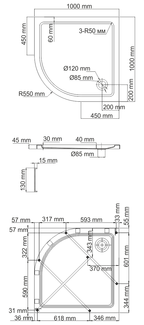Душевой поддон (100х100) WasserKRAFT Isen 26T23