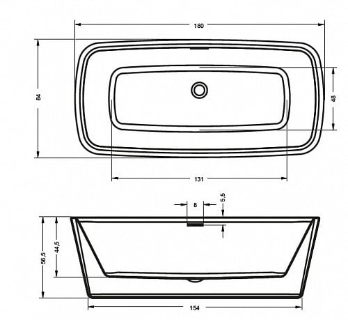 Акриловая ванна Riho ADMIRE FS 180x84 BD0300500000000