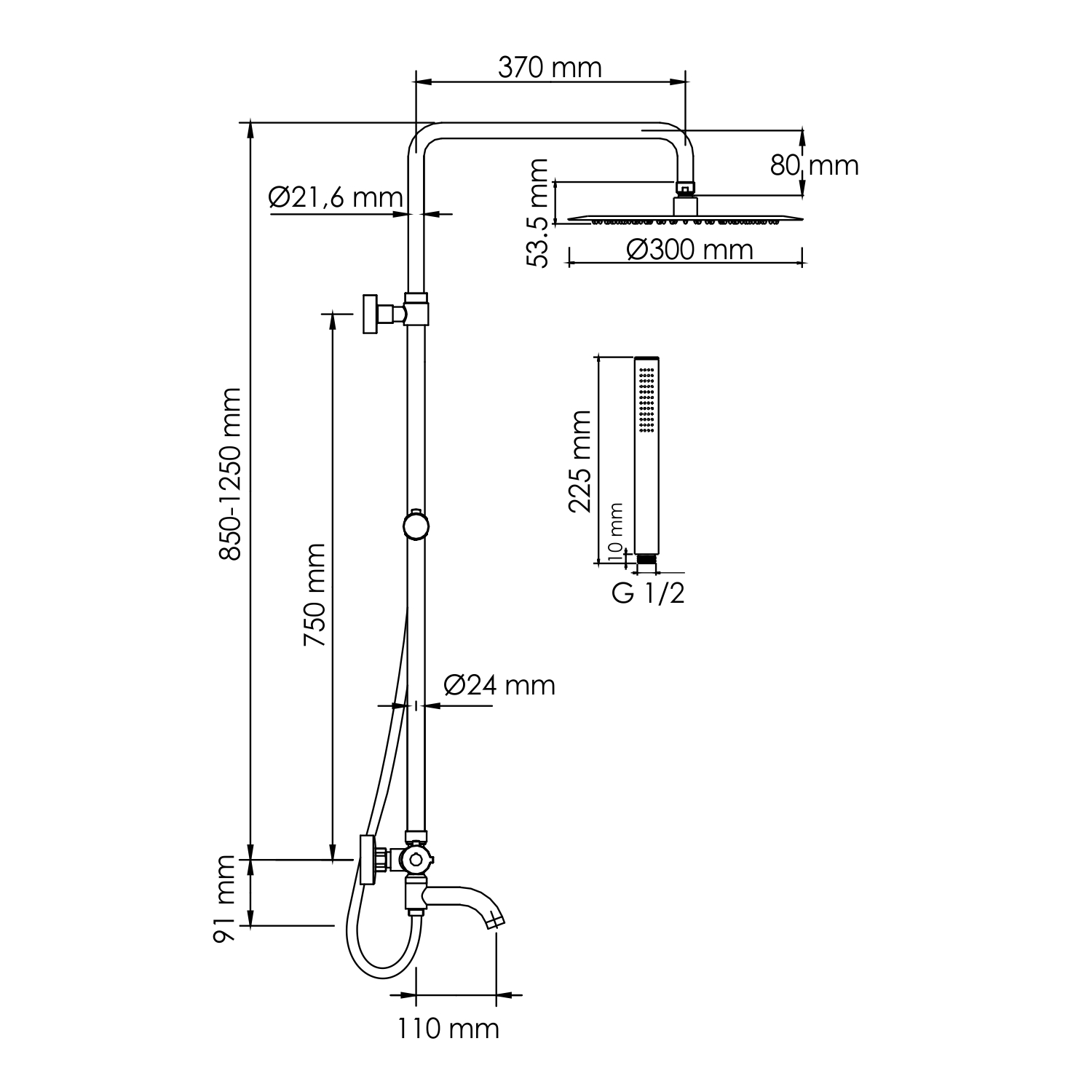 Душевая система WasserKRAFT A188.116.137.087.CH Thermo