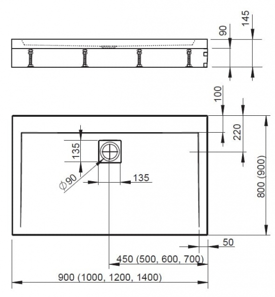 Душевой поддон RIHO Biasca 412 Акриловый 90x90x4,5 DE2200500000000