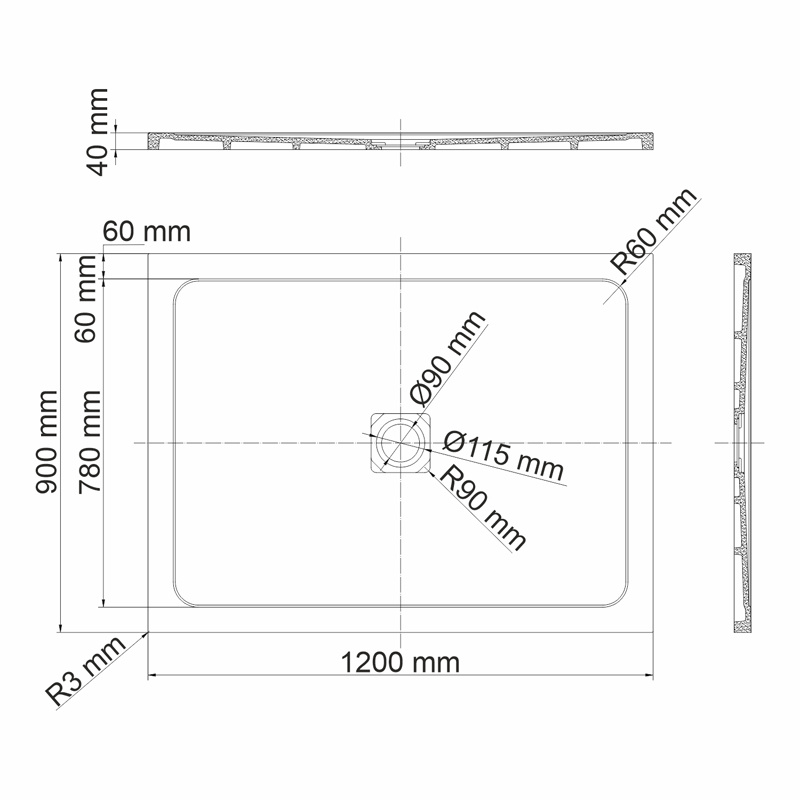 Душевой поддон (120х90) WasserKRAFT Dinkel 58T07