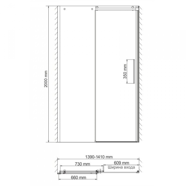 Душевая дверь (140х200) WasserKRAFT Dinkel 58R31