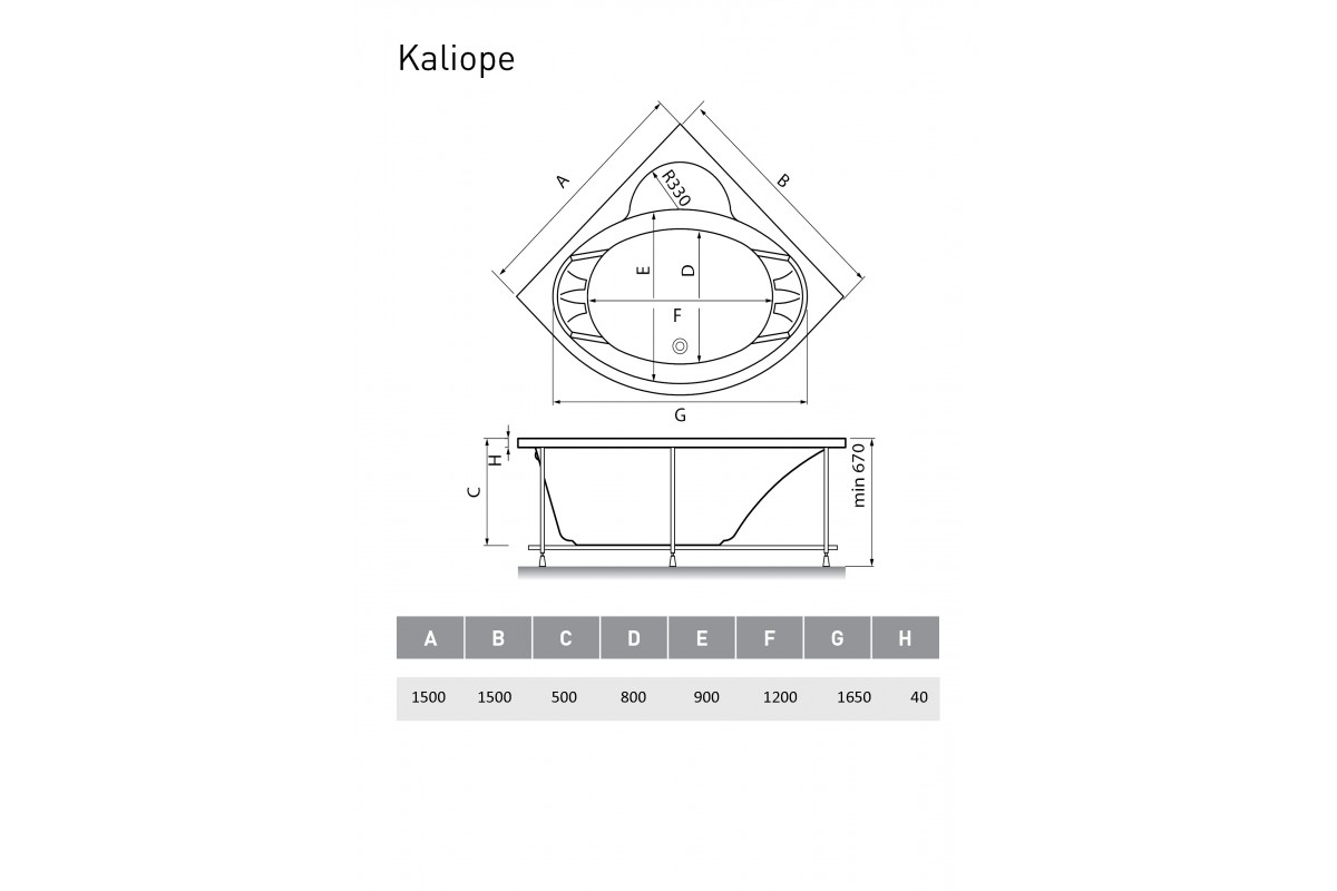 Ванна акриловая Vayer Kaliope Гл000006523, 150x150
