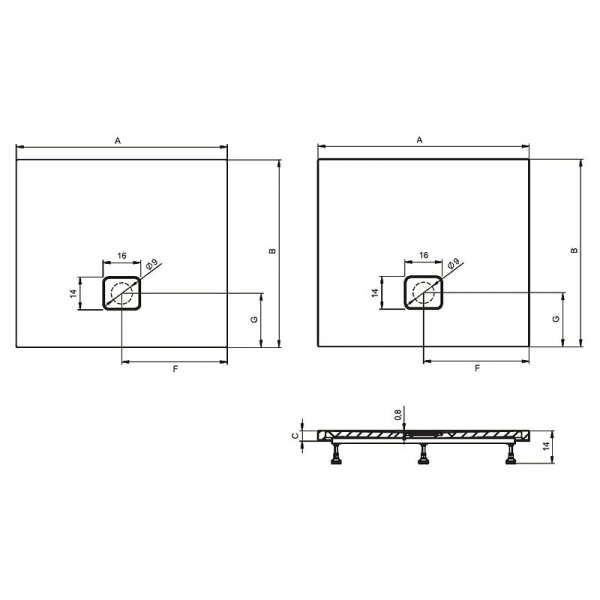 Душевой поддон RIHO Biasca 414 Акриловый 100x90x4,5 DE2400500000000