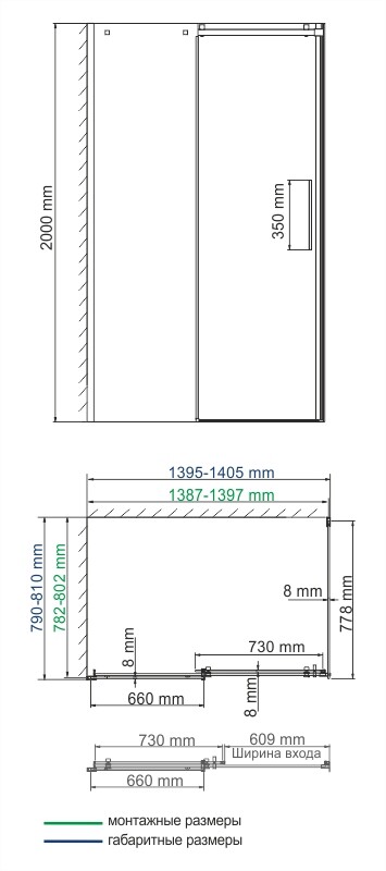 Душевой уголок (140х80) WasserKRAFT Alme 15R35