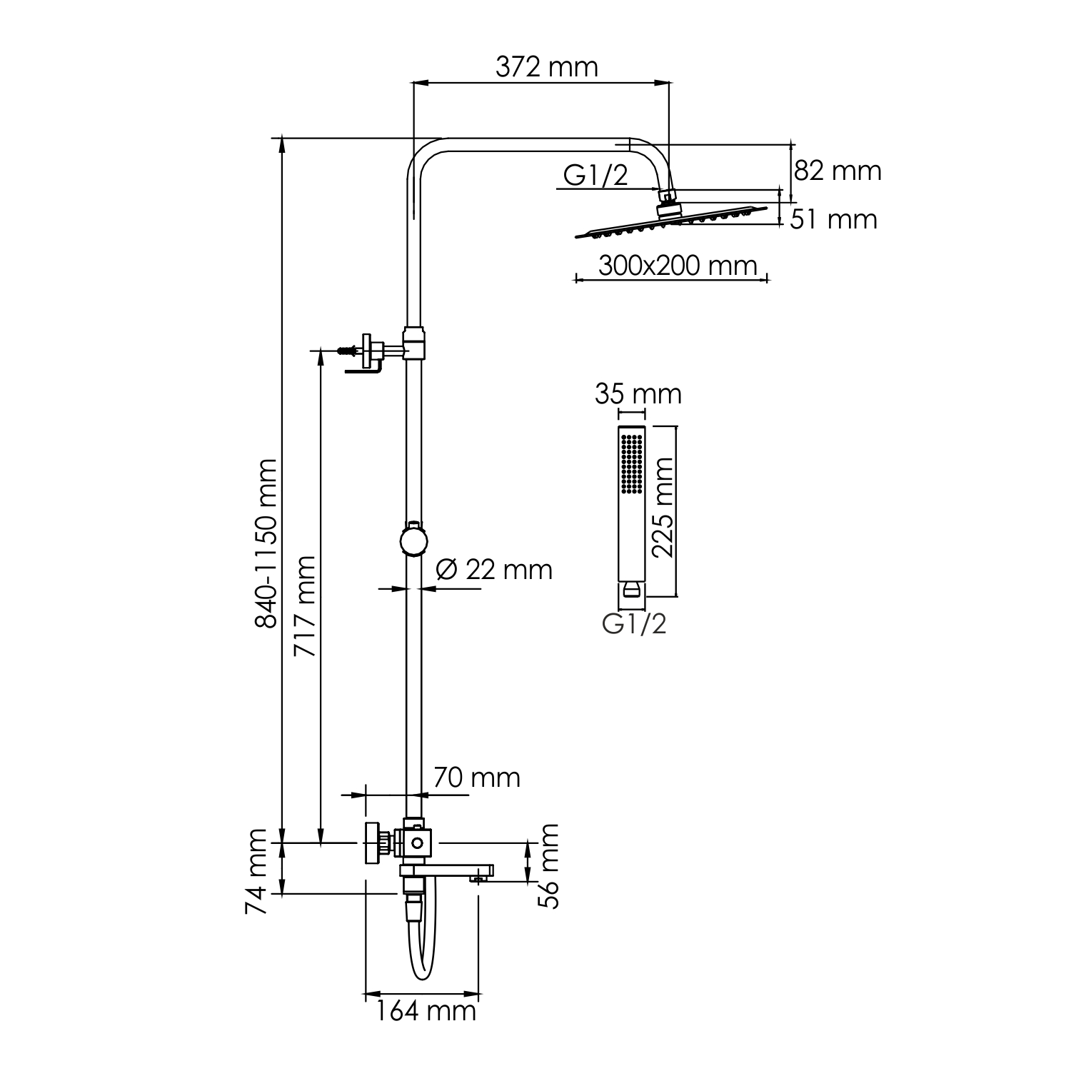 Душевая система WasserKRAFT A199.069.103.087.CH Thermo