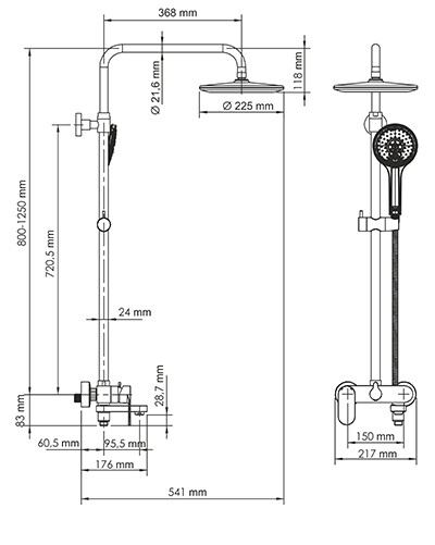 Душевая система с изливом WasserKRAFT  Elbe A17401