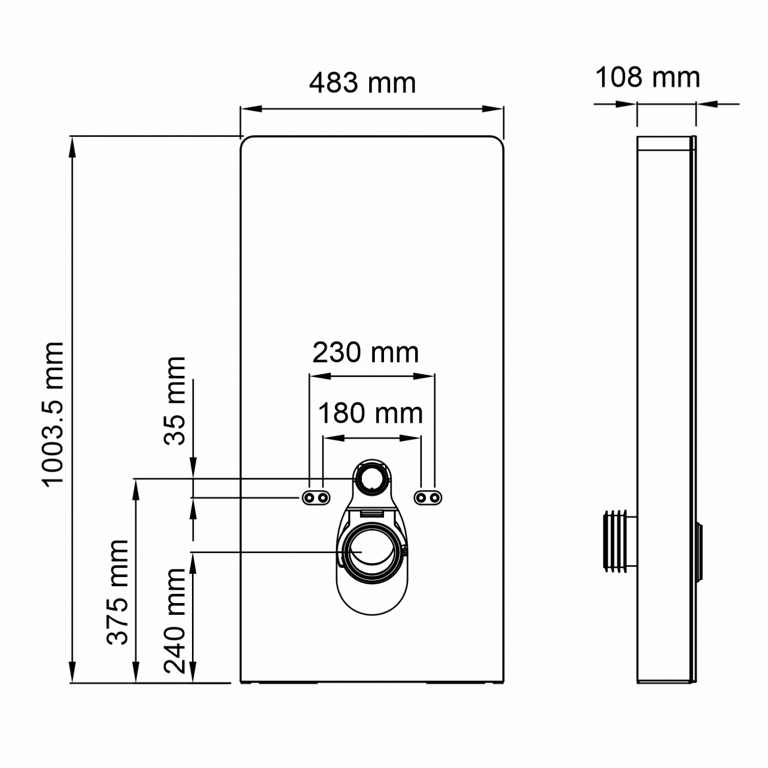 Пристенный модуль системы инсталляции для унитазов WasserKRAFT Naab 86TLT.040.SE.WH