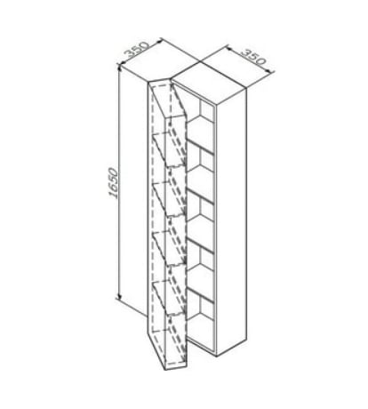M70ACHMR0356DM Spirit V2.0, шкаф-колонна, подвесной, правый, 35 см, зеркальный фасад, цвет: глубокий