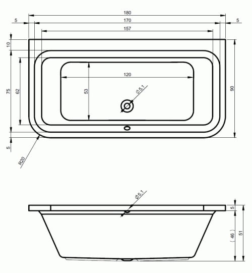 Ванна акриловая RIHO Dimaro 180 BB7800500000000