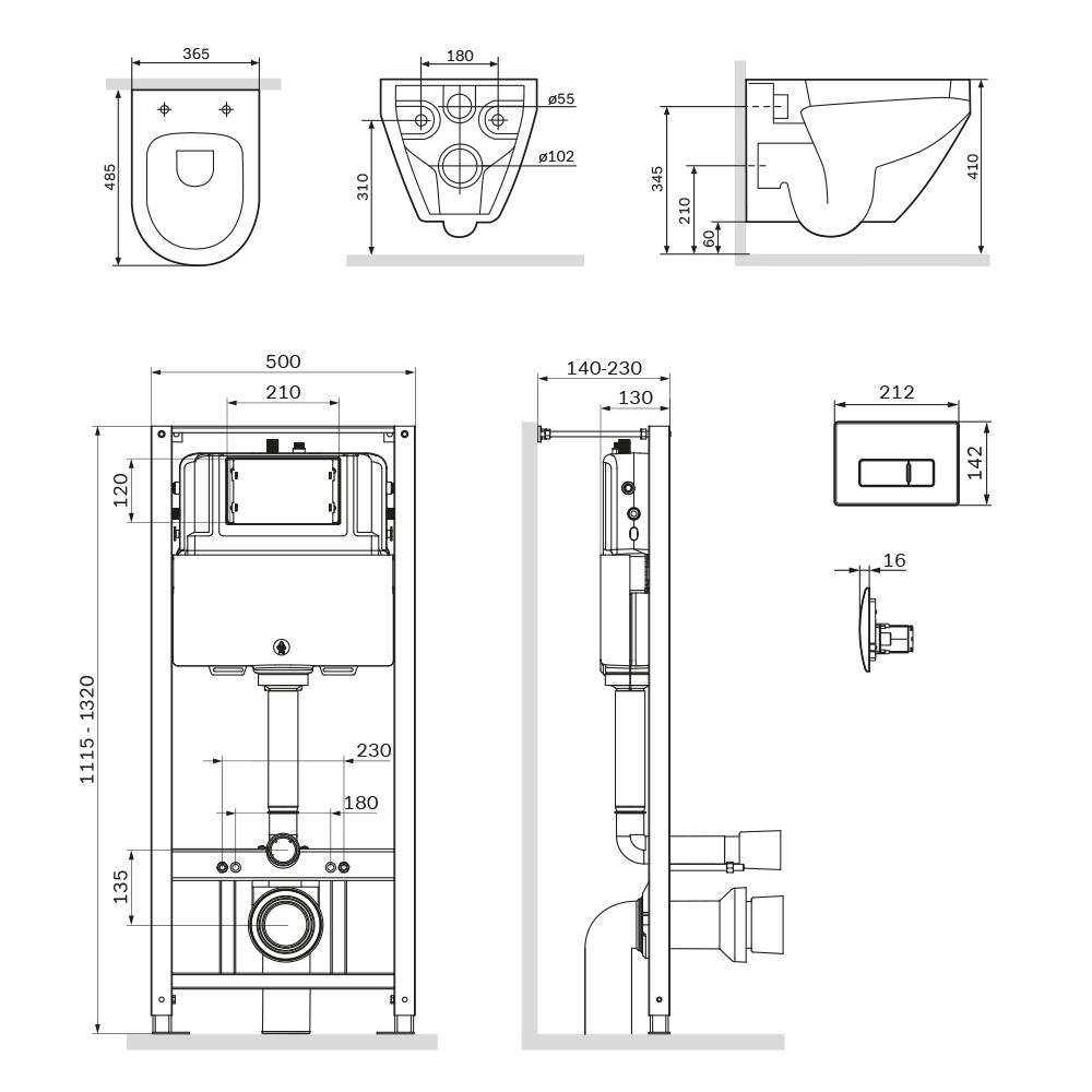 Комплект унитаза с инсталляцией Am.Pm Spirit 2.0 IS48051.701700