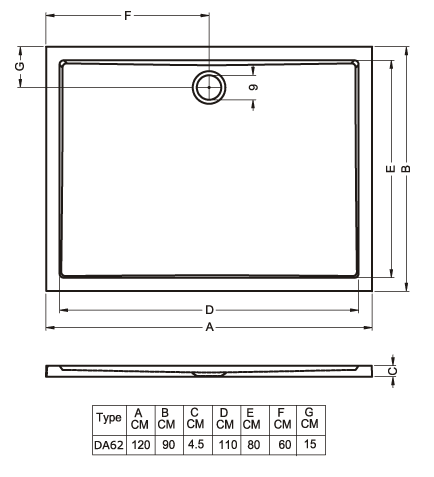 Душевой поддон RIHO ZURICH 274 Акриловый 120x80x4,5 D001015005