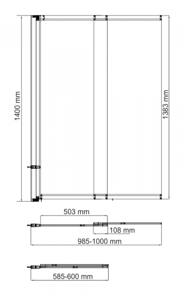 Стеклянная шторка на ванну (100х140) WasserKRAFT Main 41S02-100WS
