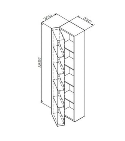 M70ACHL0356WG Spirit V2.0, шкаф-колонна, подвесной, левый, 35 см, фасад с полочками, push-to-open, ц