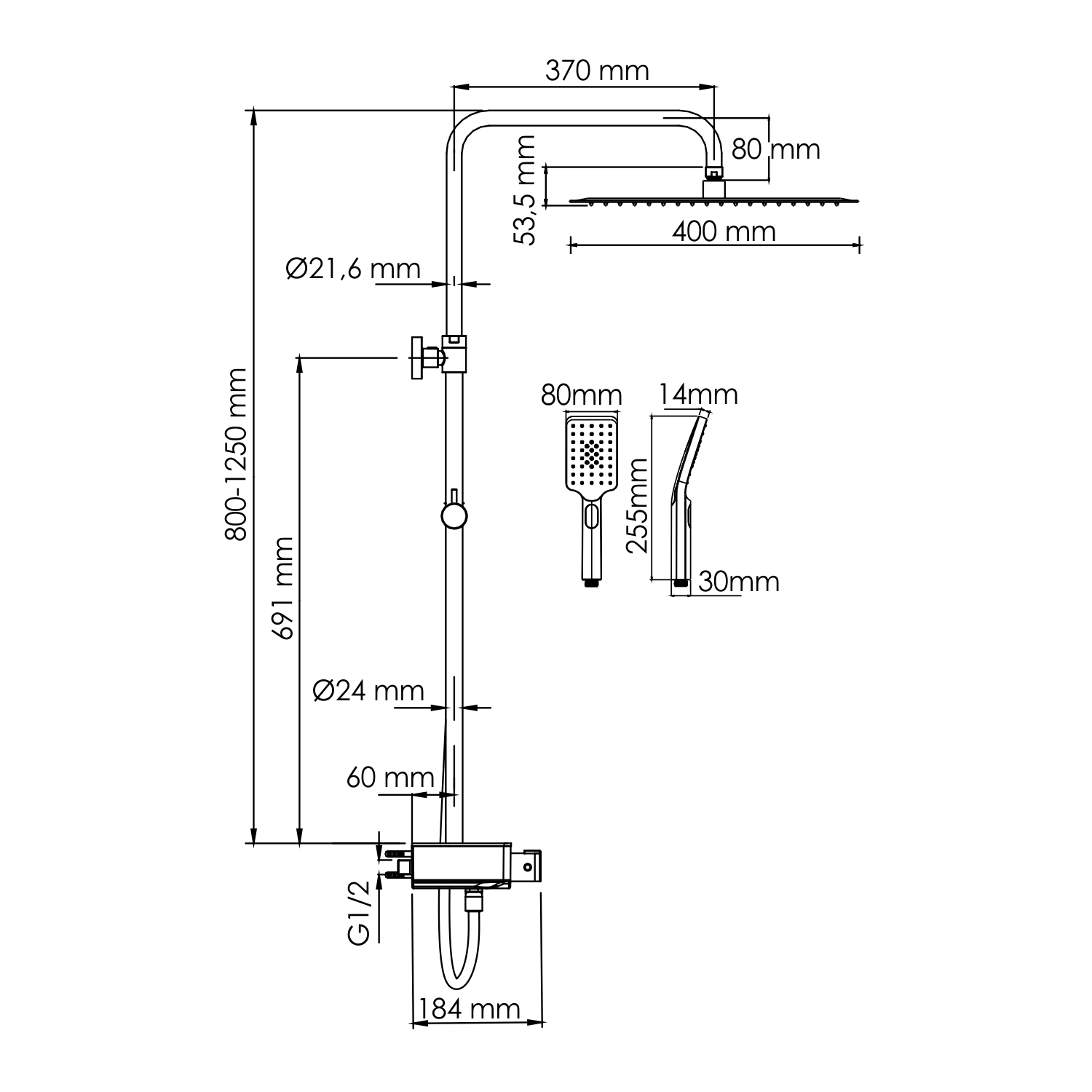 Душевая система WasserKraft A113.119.126.CH Thermo