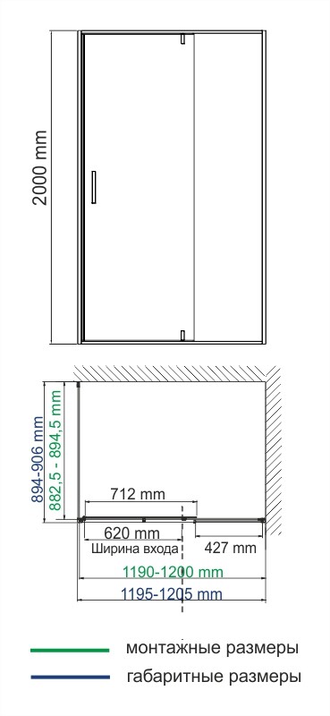 Душевой уголок (120х90) WasserKRAFT Elbe 74P07
