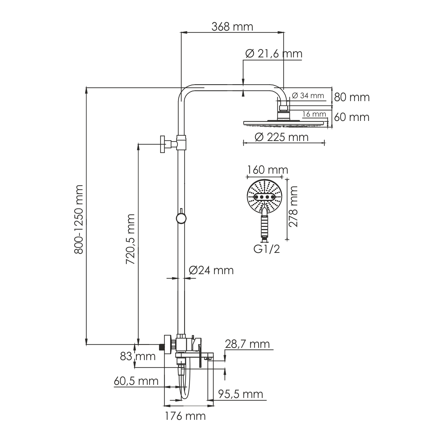 Душевая система WasserKraft A185.067.059.WM
