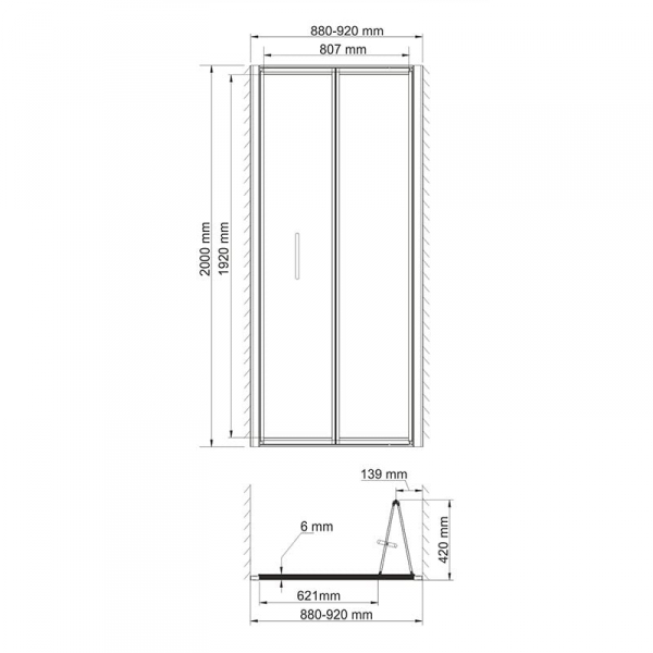 Душевая дверь (90х200) WasserKRAFT Weser 78F04