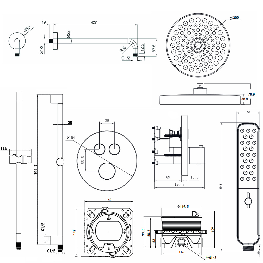 Душевая система со смесителем AQUAme AQM8401GM