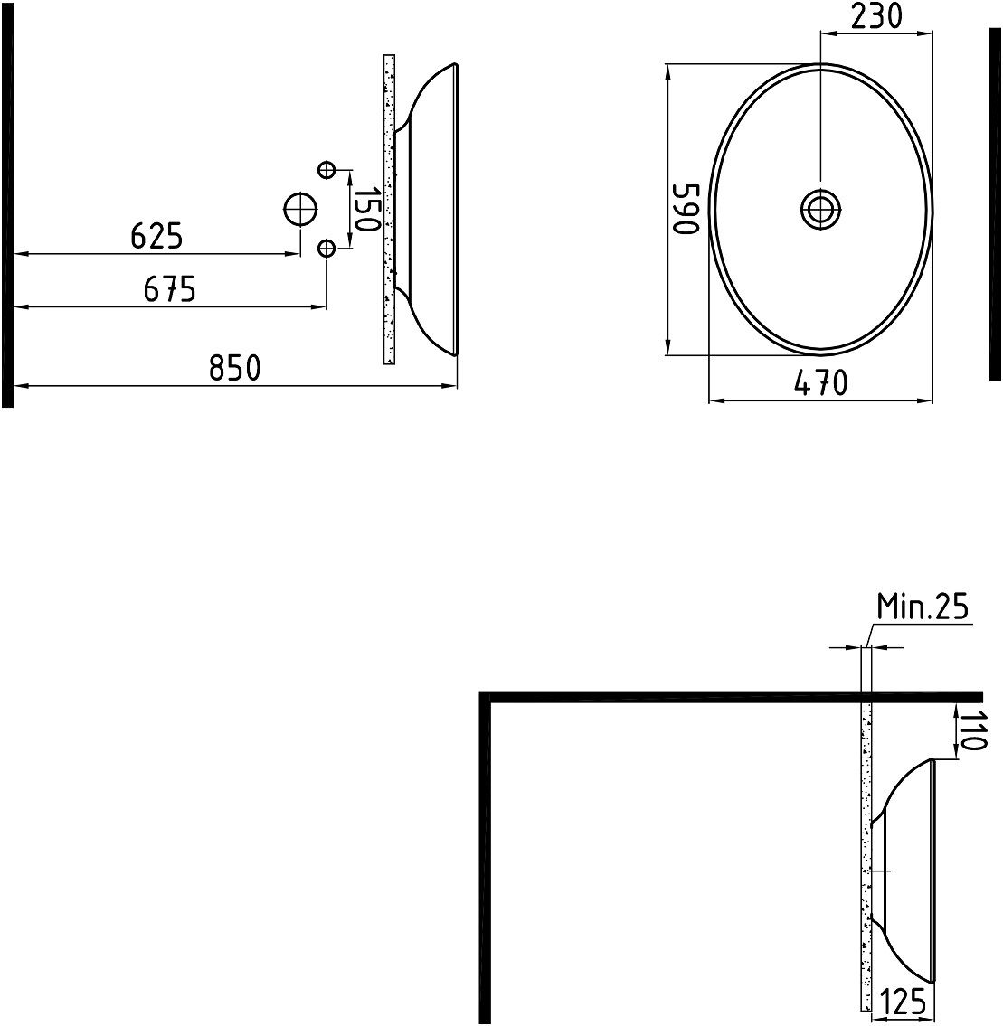 Раковина накладная (59х47) Bien Harmony HRLG05901FD0W5000