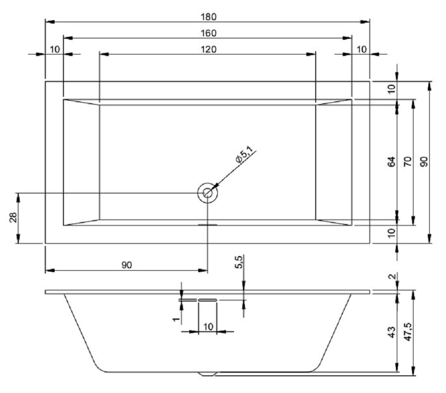 Акриловая ванна Riho Rething Cubic (180x90) B107001005
