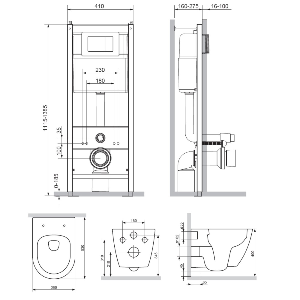 Комплект унитаза с инсталляцией Damixa Apollo DX22.IS10101.1700