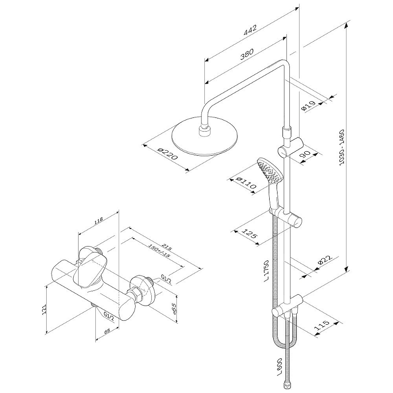 Душевая система AM.PM Spirit V2.0 F40870A24