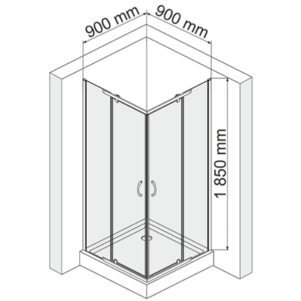 Душевой уголок квадрат 900*900*1850 WasserKRAFT Leine 35P03