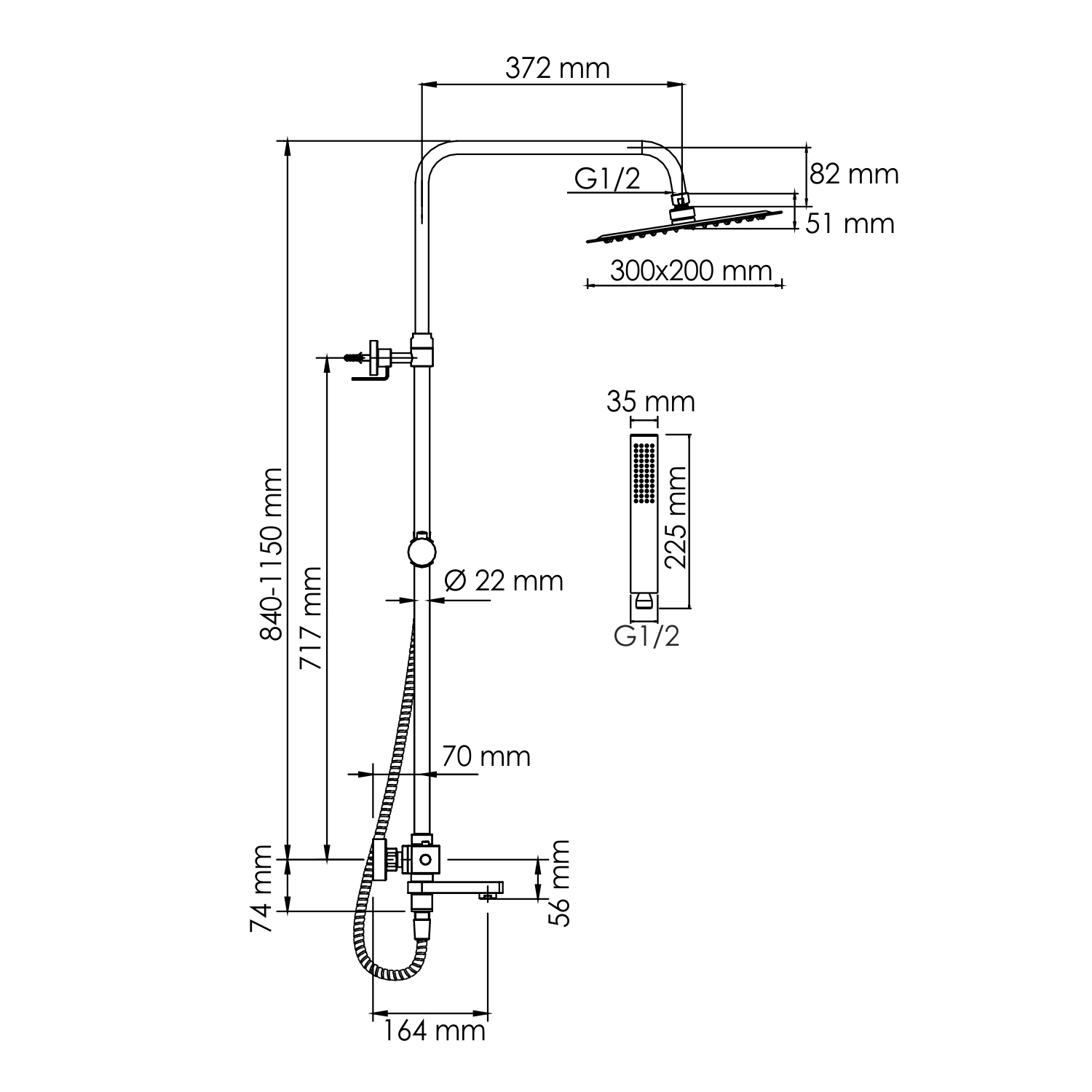 Душевая система WasserKraft A199.069.103.010.CH Thermo