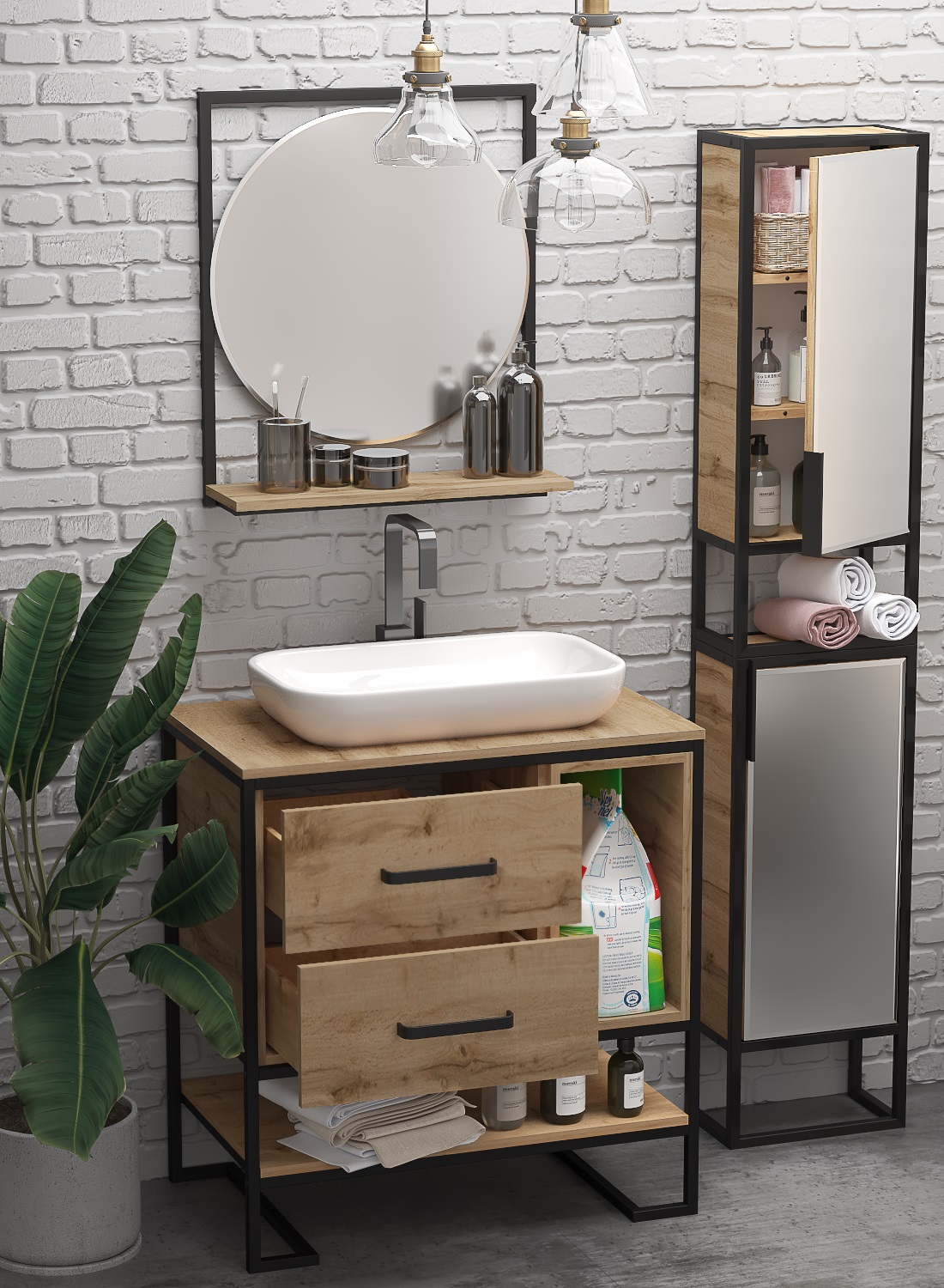 Зеркало (60х70) 1Marka GRUNGE LOFT 60П