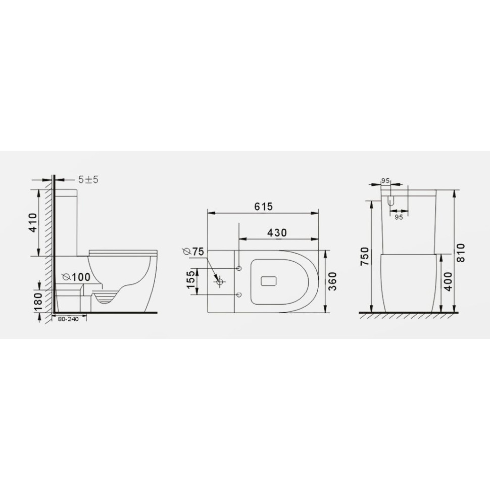 Напольный унитаз с бачком безободковый Gid Tr2177