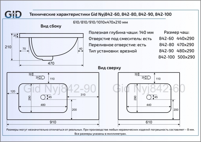 Раковина GID 71134