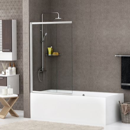 Стеклянная шторка на ванну Wasserkraft Dill 41S02-80WS Fixed
