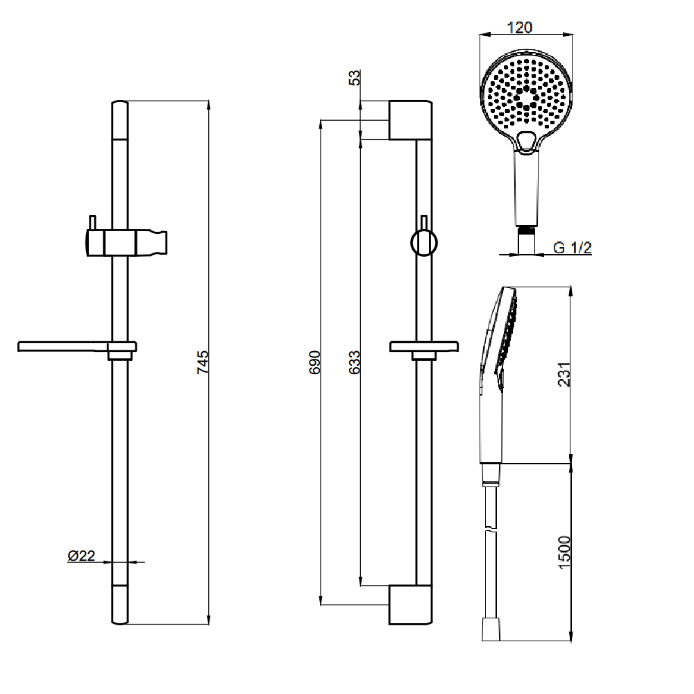 Душевой гарнитур AQUAme AQM8101GM