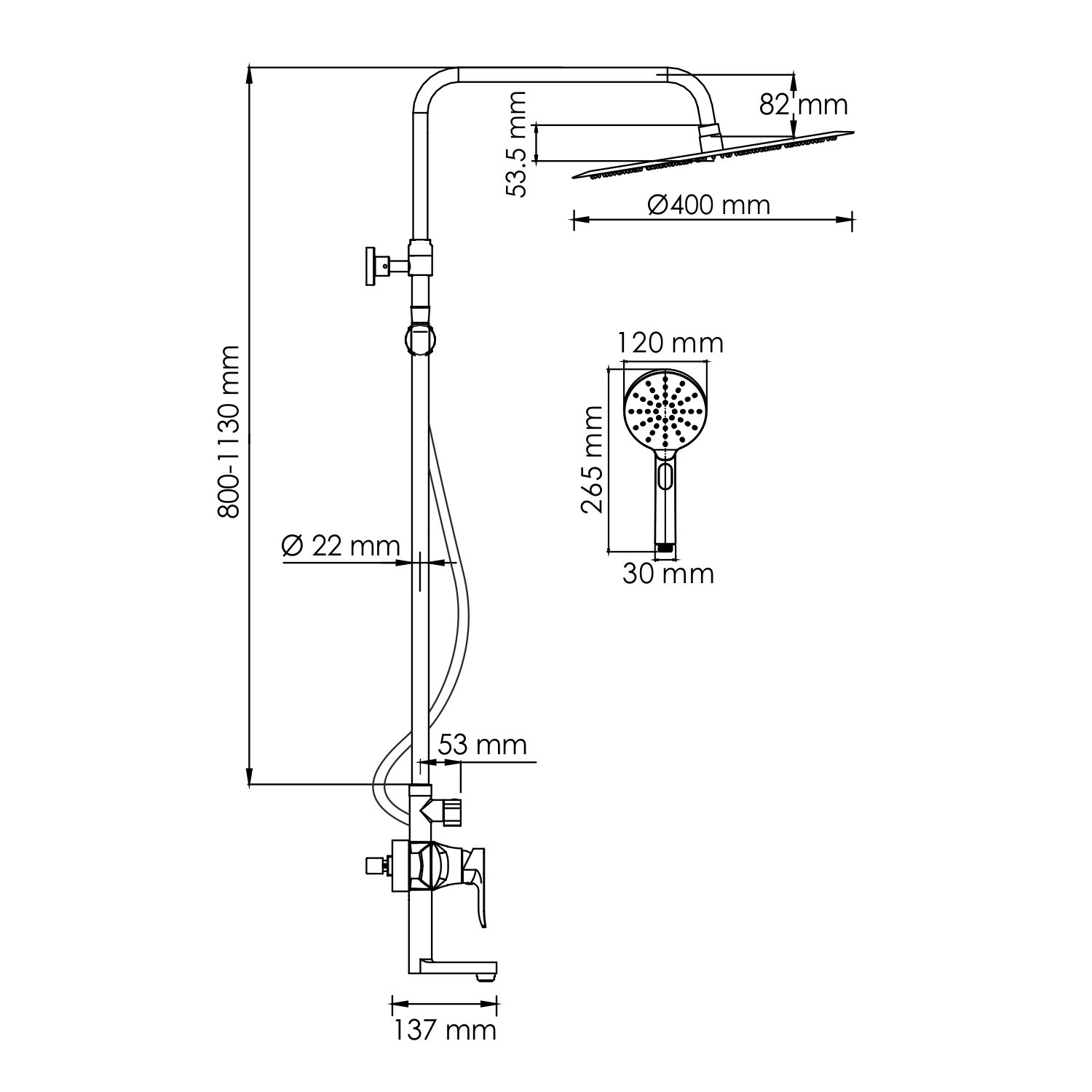 Душевая система WasserKRAFT A166.117.127.087.CH