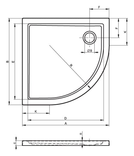 Душевой поддон RIHO ZURICH 280 Акриловый 90x90x4,5 D001022005
