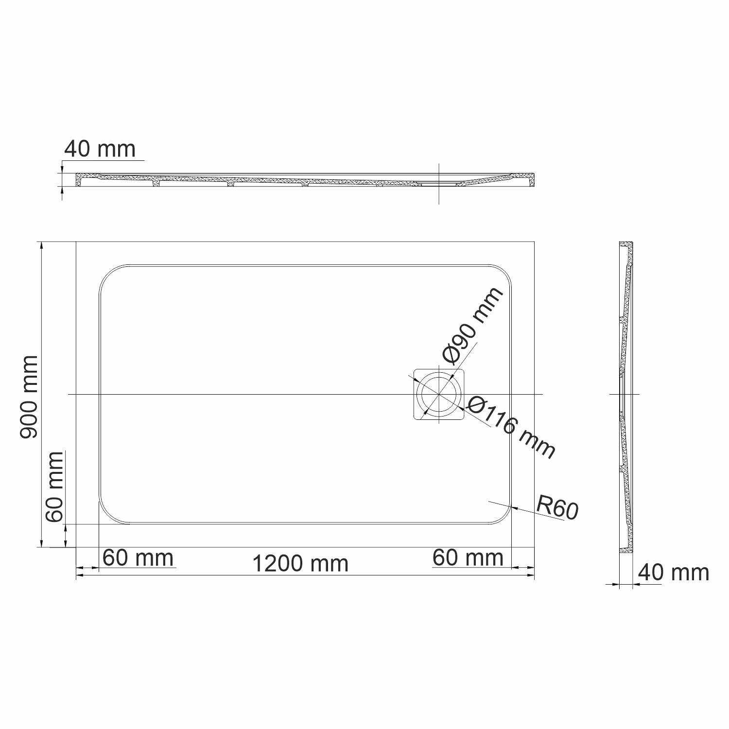 Душевой поддон (120х90) WasserKRAFT Neime 19T07